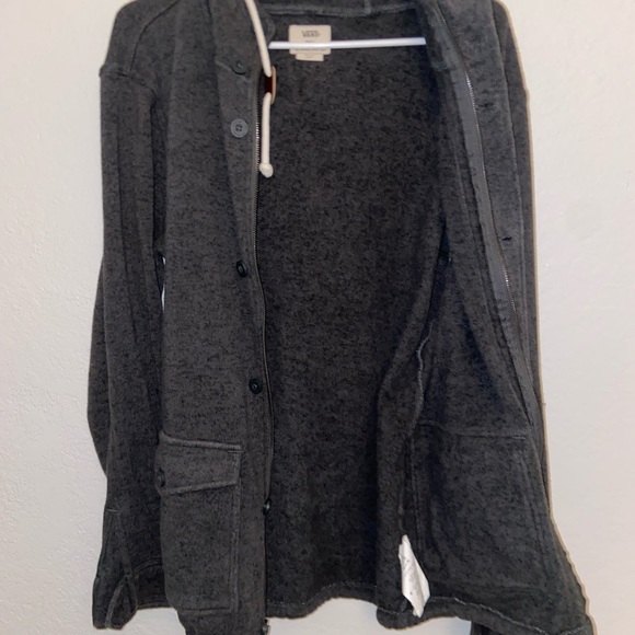 skater y2k charcoal hoodie long sleeve punk Vans jacket zip button up sweatshirt - Picture 10 of 13